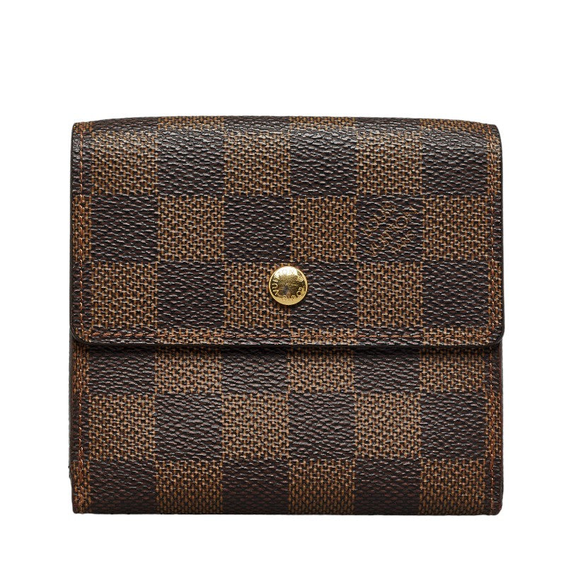 Louis Vuitton Damier Elise Trifold Wallet N61654 Brown PVC Leather in Very Good Condition