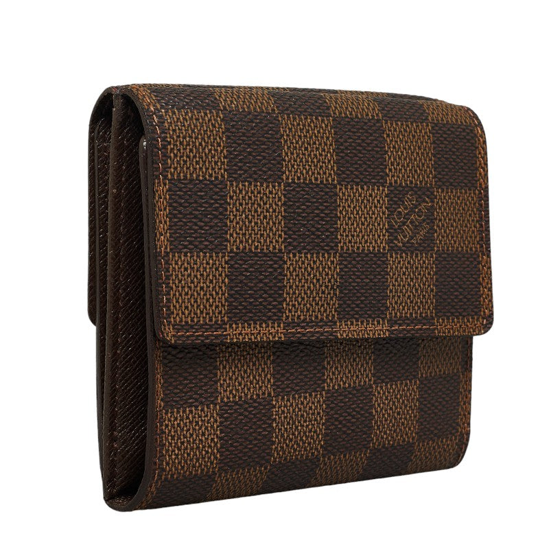 Louis Vuitton Damier Elise Trifold Wallet N61654 Brown PVC Leather in Very Good Condition