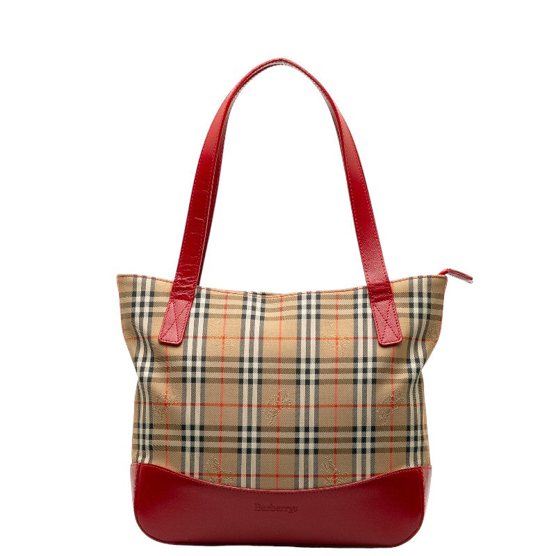 Burberry Nova Check Shadow Horse Leather Tote Bag in Very Good Condition