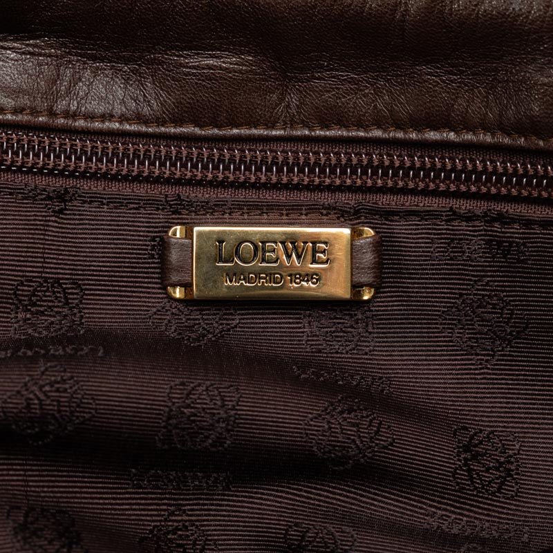 Loewe Anagram Leather Shoulder Bag Brown in Good Condition