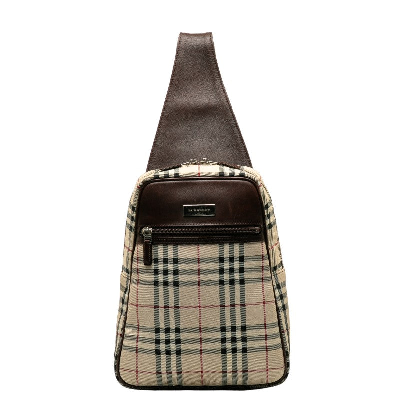 Burberry Nova Check Nylon Leather Body Bag in Very Good Condition