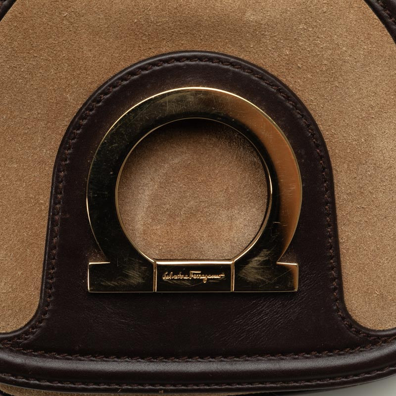 Salvatore Ferragamo Suede Gancini Mini Shoulder Bag in Very Good Condition