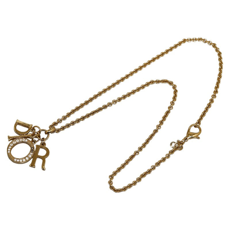 Dior Logo Charm Necklace Gold Plated