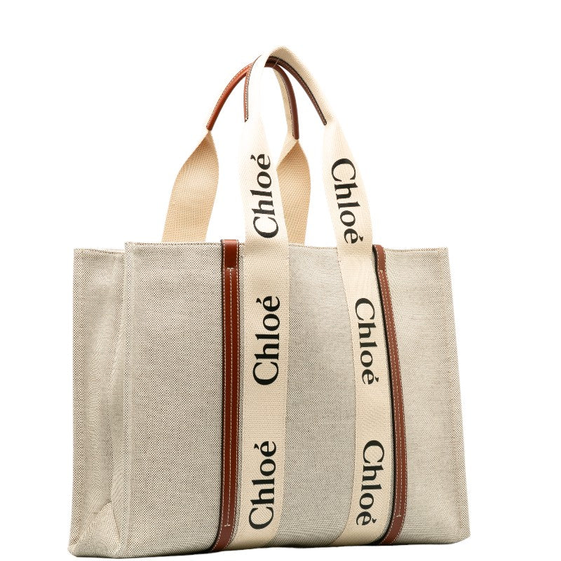 Chloe Canvas Leather Woody Large Tote Bag CHC22AS