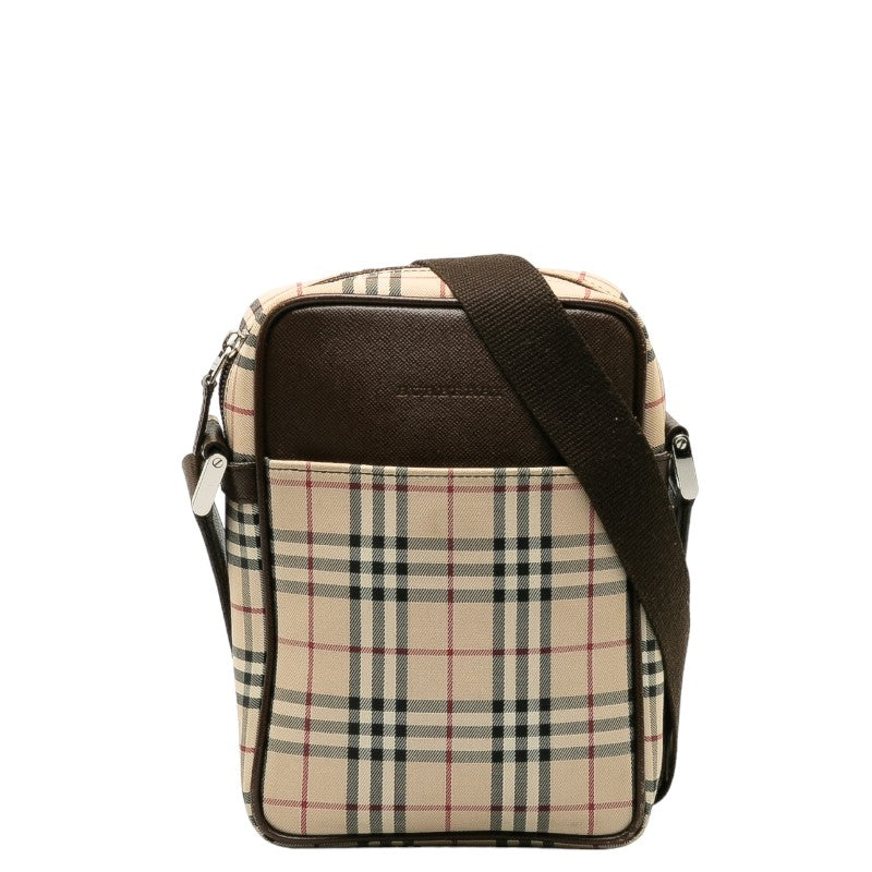 Burberry Nova Check Nylon Leather Shoulder Bag in Very Good Condition