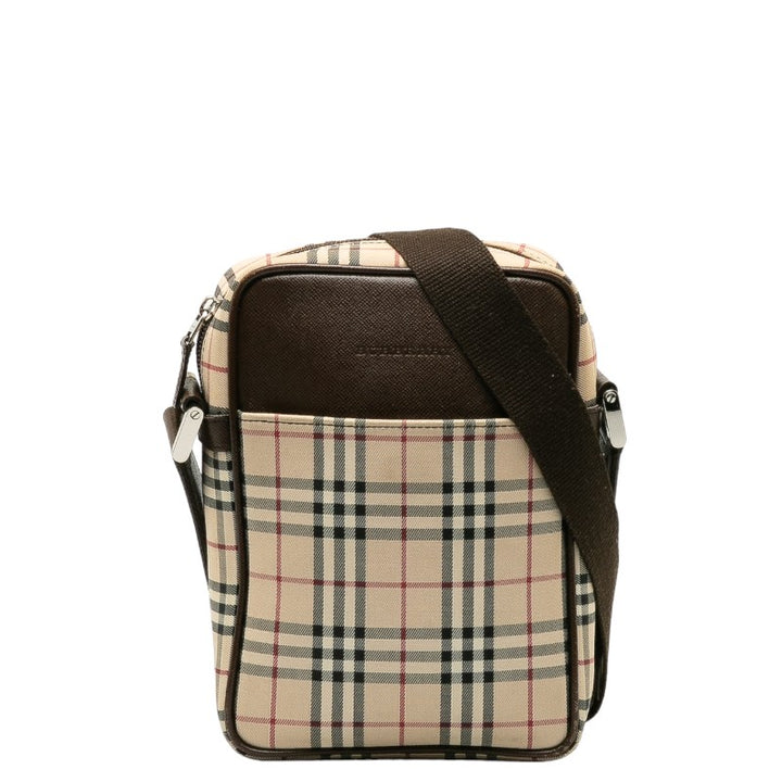 Burberry Nova Check Nylon Leather Shoulder Bag in Very Good Condition