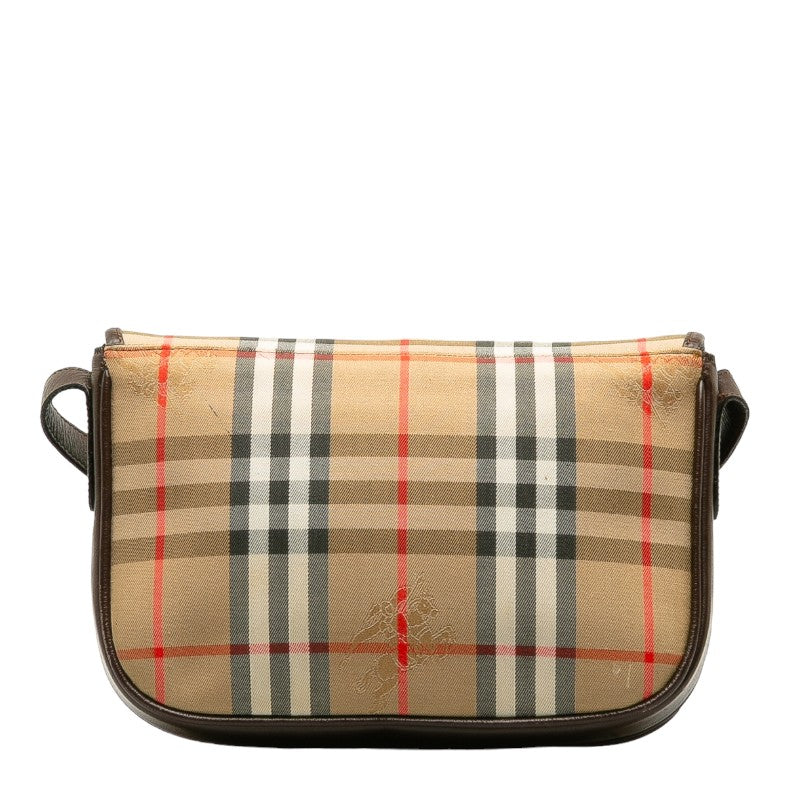 Burberry Nova Check Shadow Horse Canvas Leather Shoulder Bag in Very Good Condition