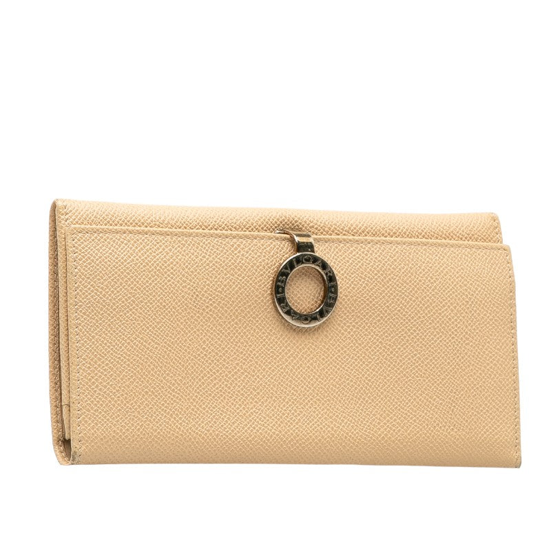 Bvlgari Leather Large Bifold Wallet Beige