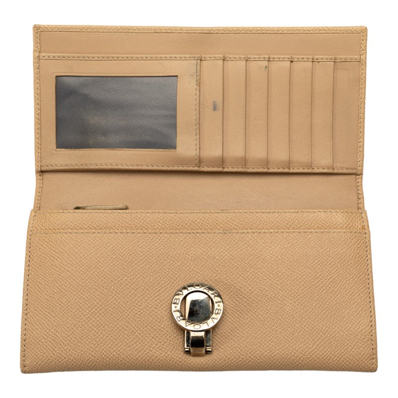 Bvlgari Leather Large Bifold Wallet Beige