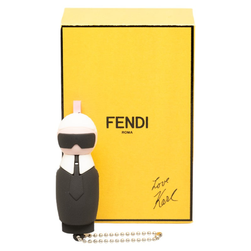 Fendi Karl Lagerfeld USB Memory Case Keychain Black White Rubber in Very Good Condition