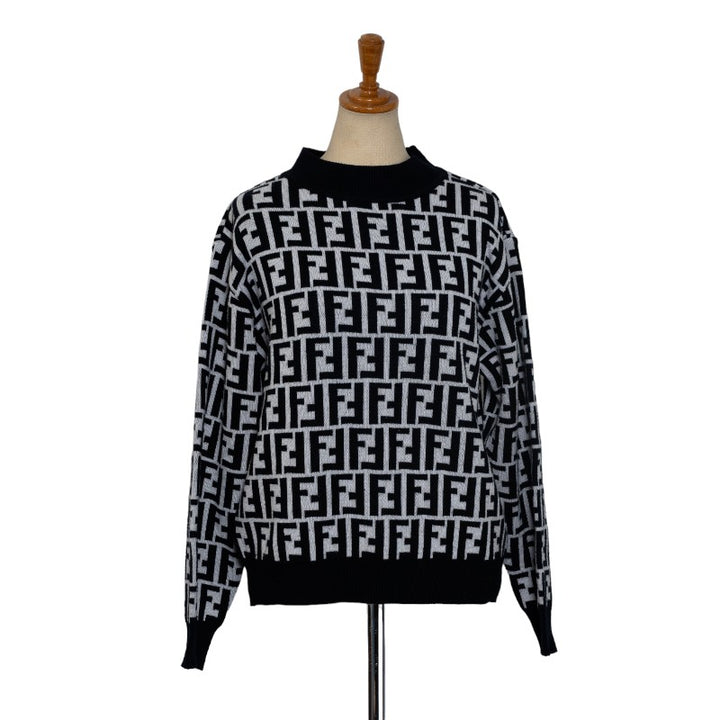 Fendi Wool Zucca Sweater Black White in Very Good Condition