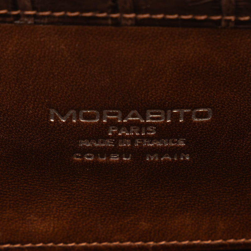 MORABITO Orsay Crocodile Leather Handbag Brown