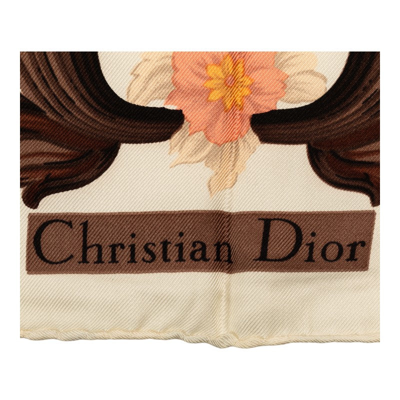 Dior Vintage Floral Butterfly Silk Scarf