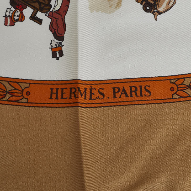 Hermes Silk Scarf LA PROMENADE DE LONGCHAMPS in Very Good Condition