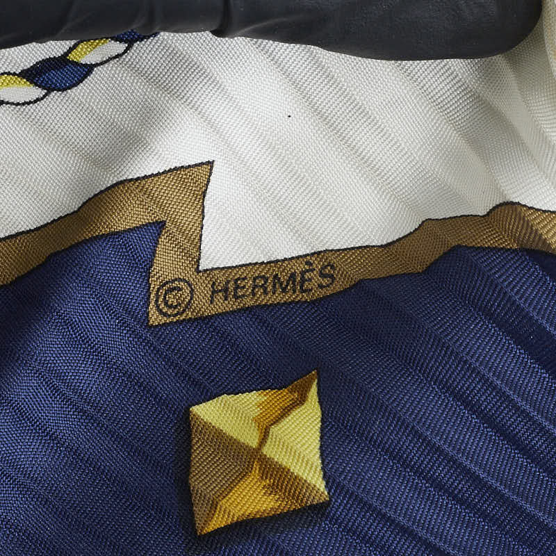 Hermes Silk Pleated Scarf Multicolor