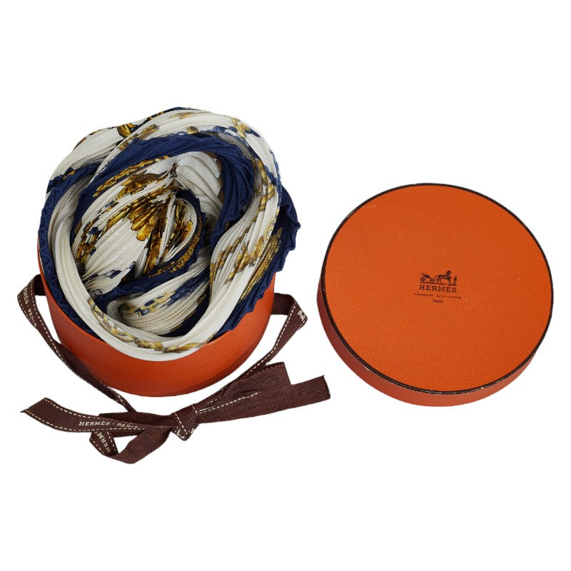 Hermes Silk Pleated Scarf Multicolor