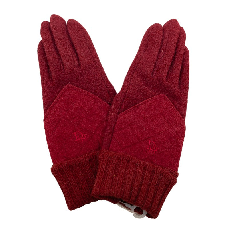 Dior Wool Nylon Gloves Wine Red in Pristine Condition