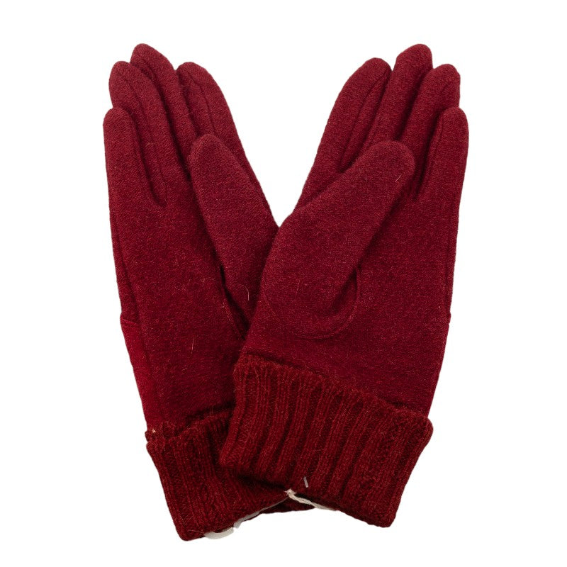 Dior Wool Nylon Gloves Wine Red in Pristine Condition