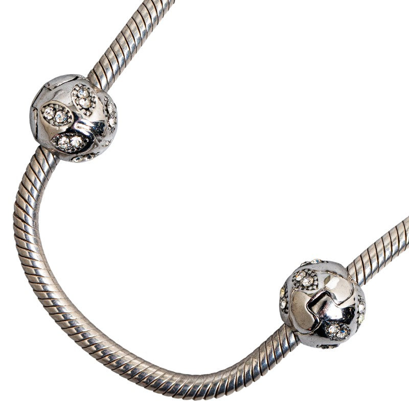 Preowned Pandora SV925 Silver Ball-shaped Heart Chain with 4 Charms Bracelet for Women