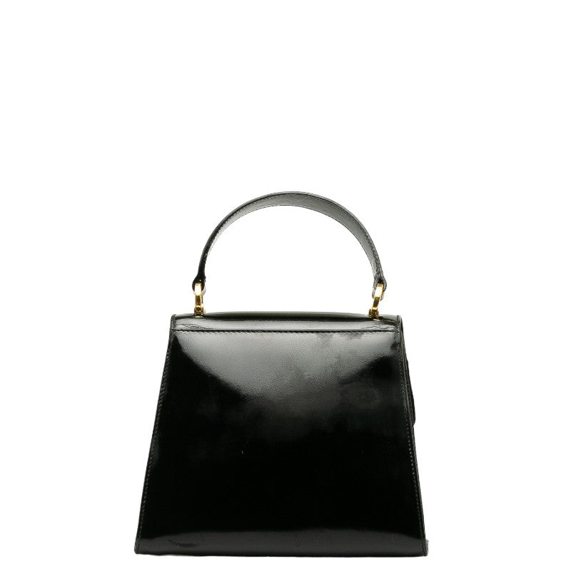 Salvatore Ferragamo Vara Ribbon Mini Handbag AT-21 5677 Black Patent Leather