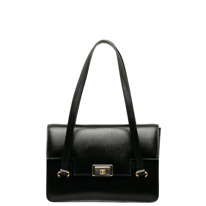 Celine Macadam Triomphe Leather Handbag Black