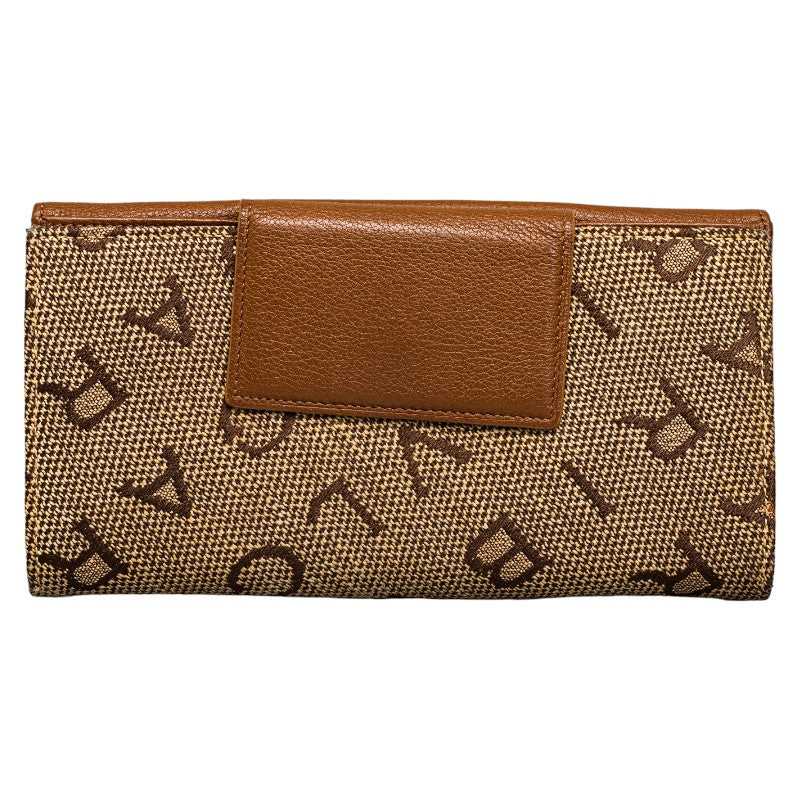 Bvlgari Canvas Leather Logo Mania Long Wallet Beige in Very Good Condition