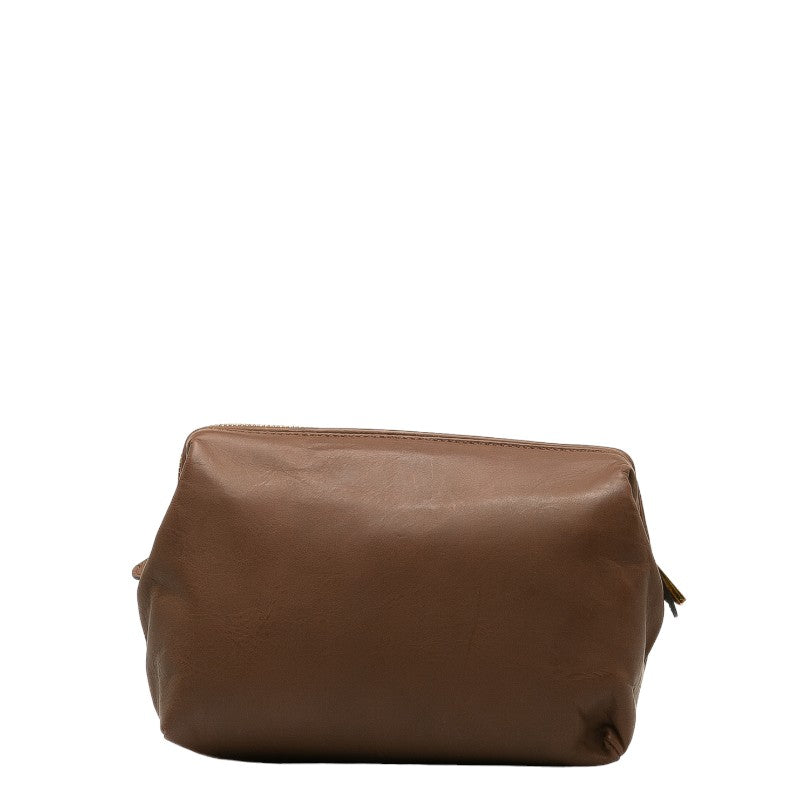 Celine Leather Cosmetic Pouch Brown