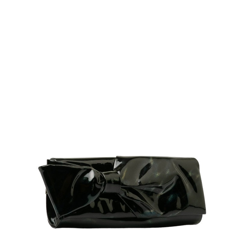 Christian Louboutin Patent Leather Bow Clutch  Leather Clutch Bag in Good condition