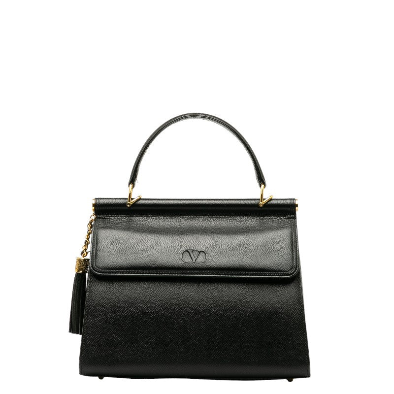 Valentino Leather Tassel Handbag 2WAY Black