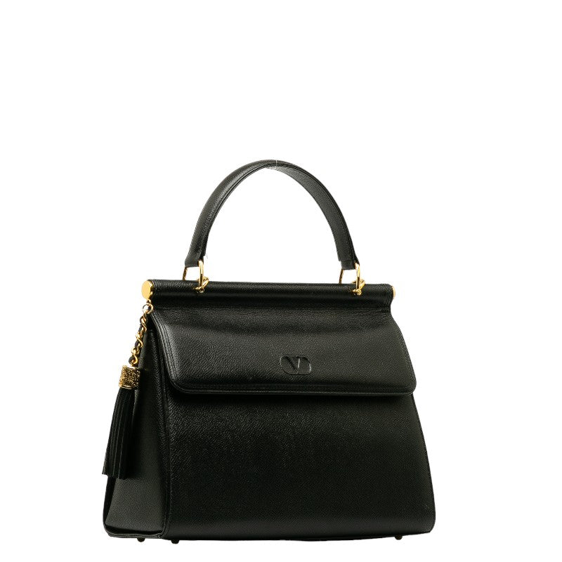 Valentino Leather Tassel Handbag 2WAY Black