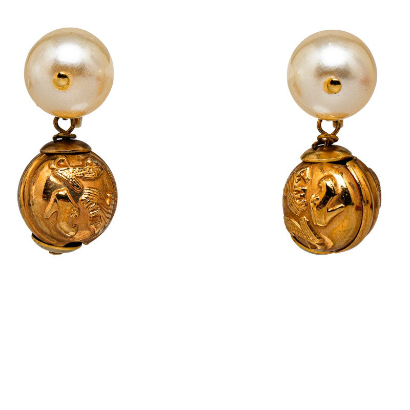 Salvatore Ferragamo Gold Plated Pearl Earrings