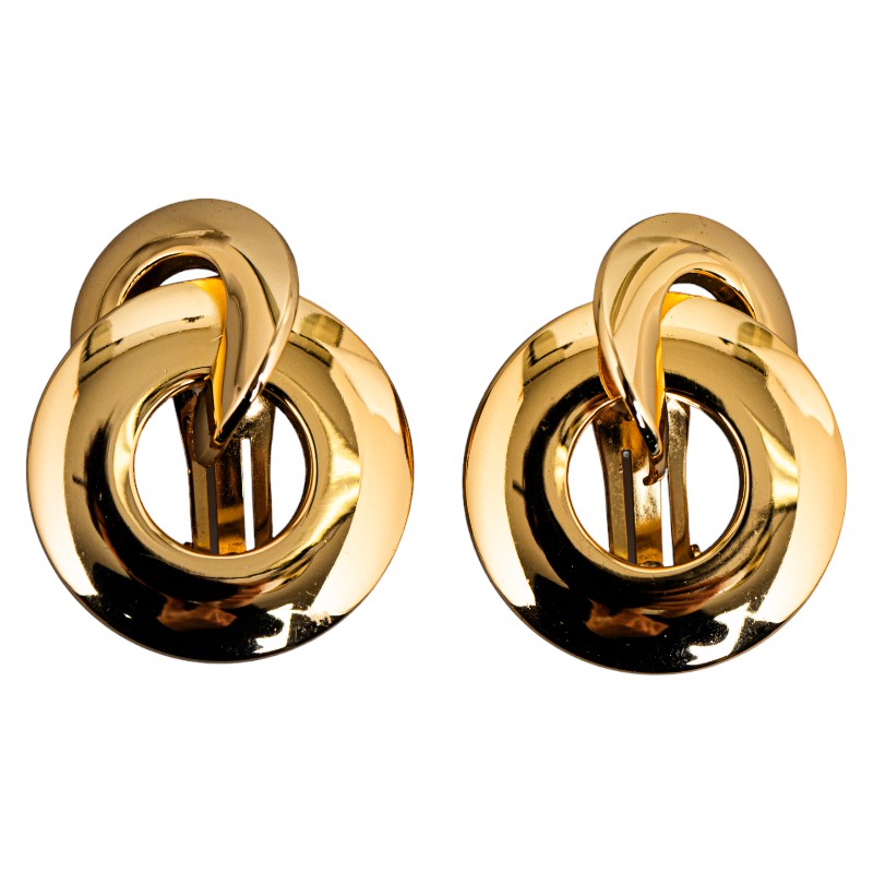 Dior Gold Plated Earrings Clip-On in Very Good Condition