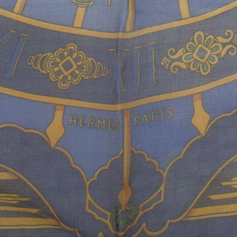 Hermes Silk Carre 45 Scarf Blue Multicolor in Very Good Condition