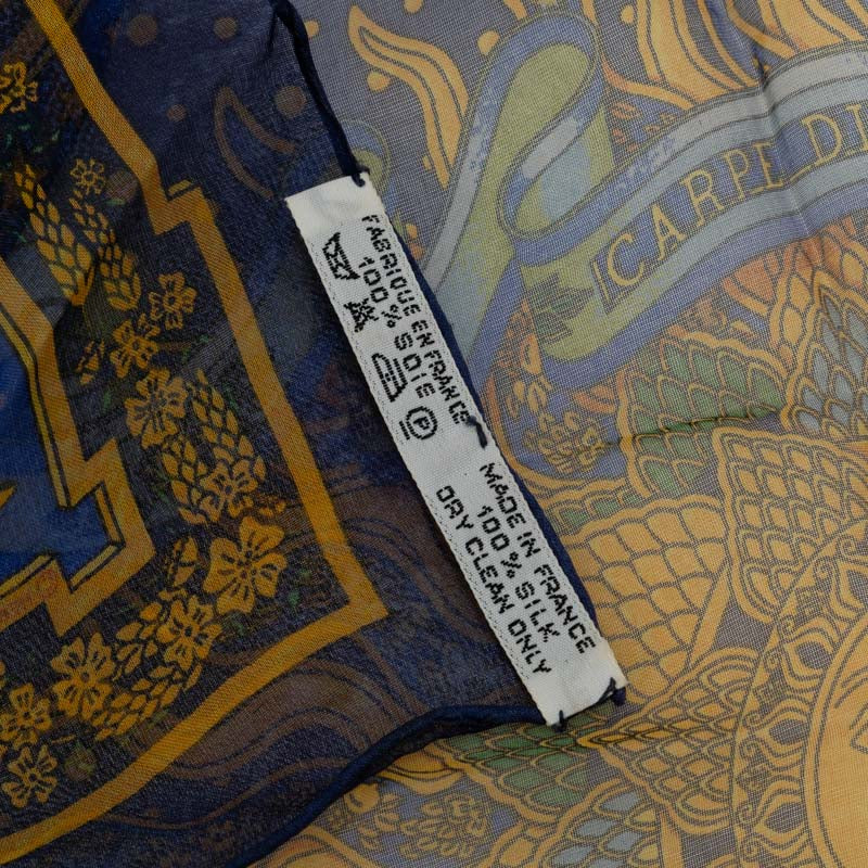 Hermes Silk Carre 45 Scarf Blue Multicolor in Very Good Condition