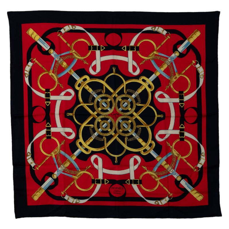 Hermes Silk Scarf Eperon d'Or Navy