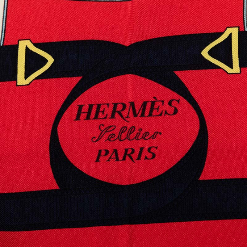 Hermes Silk Scarf Eperon d'Or Navy in Very Good Condition