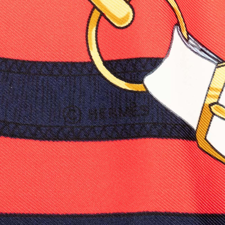 Hermes Silk Scarf Eperon d'Or Navy in Very Good Condition