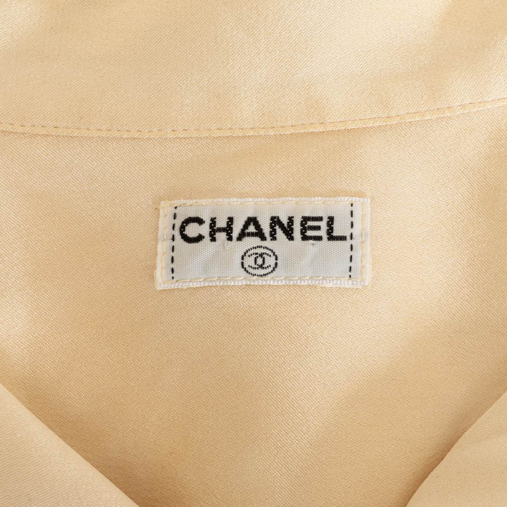 Chanel Silk Long Sleeve Shirt with Pearl Button in Very Good Condition