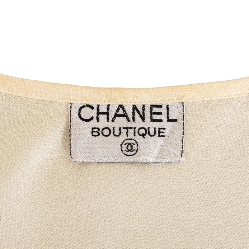 Chanel Silk Long Sleeve Shirt with Ribbon Embroidery and Coco Mark Buttons in Very Good Condition