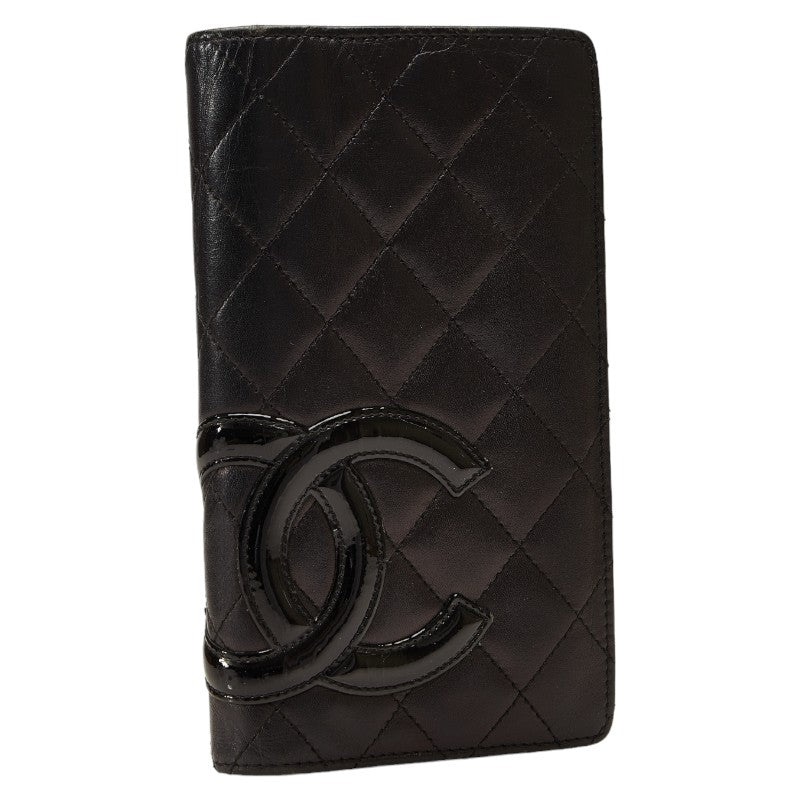 Chanel Cambon Quilted Leather Bifold Wallet Leather Long Wallet in Good condition