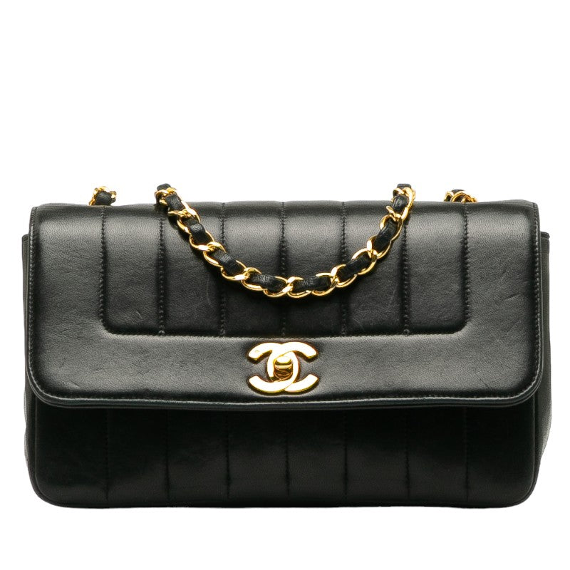 Chanel Mademoiselle Chain Shoulder Bag Black Lambskin