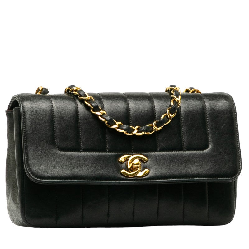 Chanel Mademoiselle Chain Shoulder Bag Black Lambskin