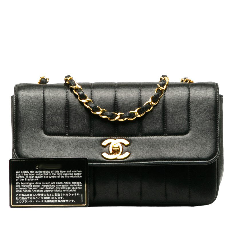 Chanel Mademoiselle Chain Shoulder Bag Black Lambskin