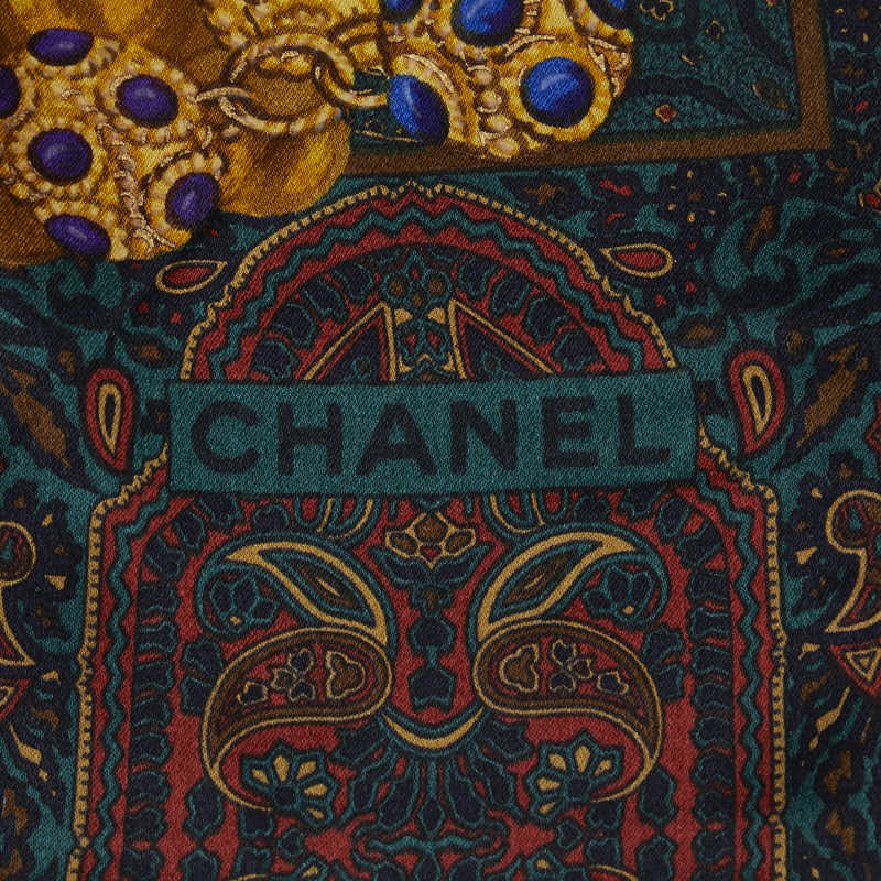 Chanel Silk Paisley Coco Mark Scarf in Great Condition