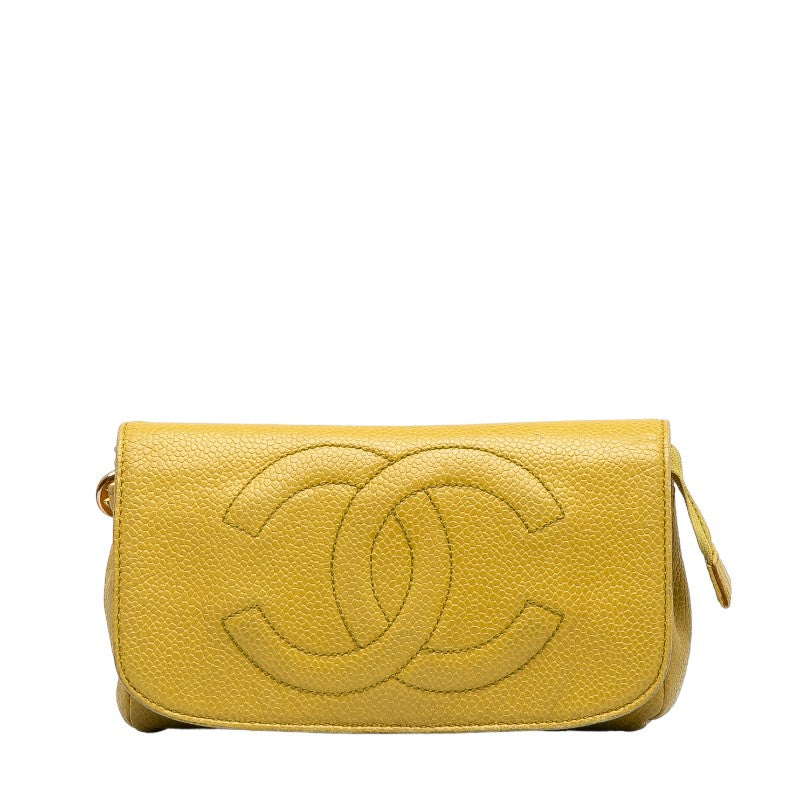 Chanel Caviar Skin Coco Mark Pouch in Good Condition