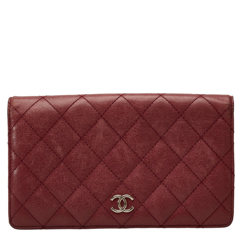 Chanel Matelasse Coco Mark Leather Long Wallet Pink in Very Good Condition