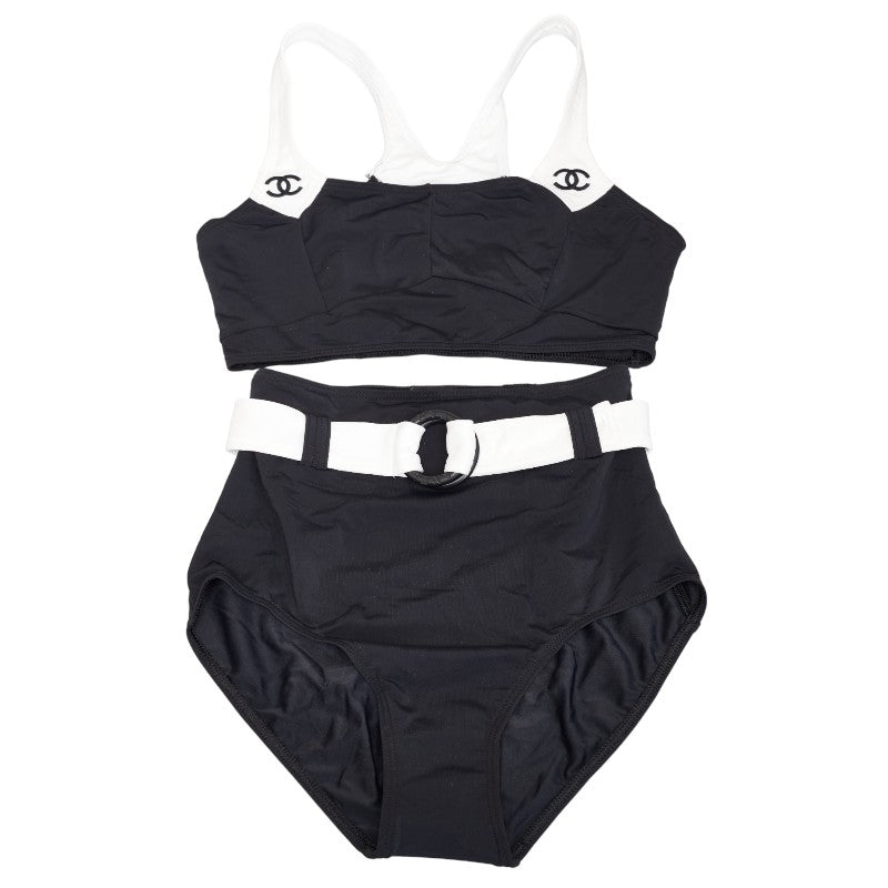 Chanel Coco Mark Swimwear Nylon Polyurethane Black White in Great Condition