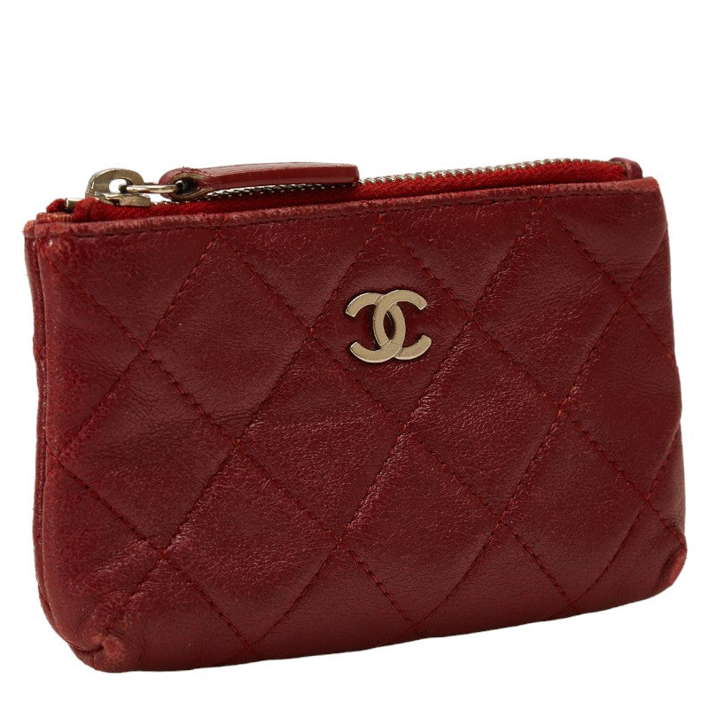 Chanel Lambskin Coin Case Wine Red in Very Good Condition