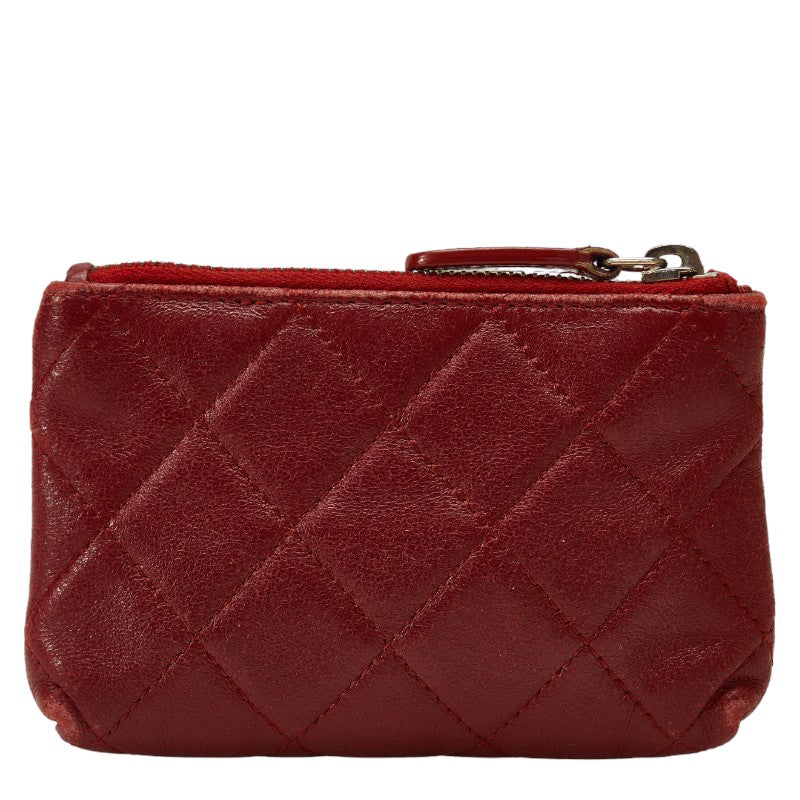 Chanel Lambskin Coin Case Wine Red in Very Good Condition