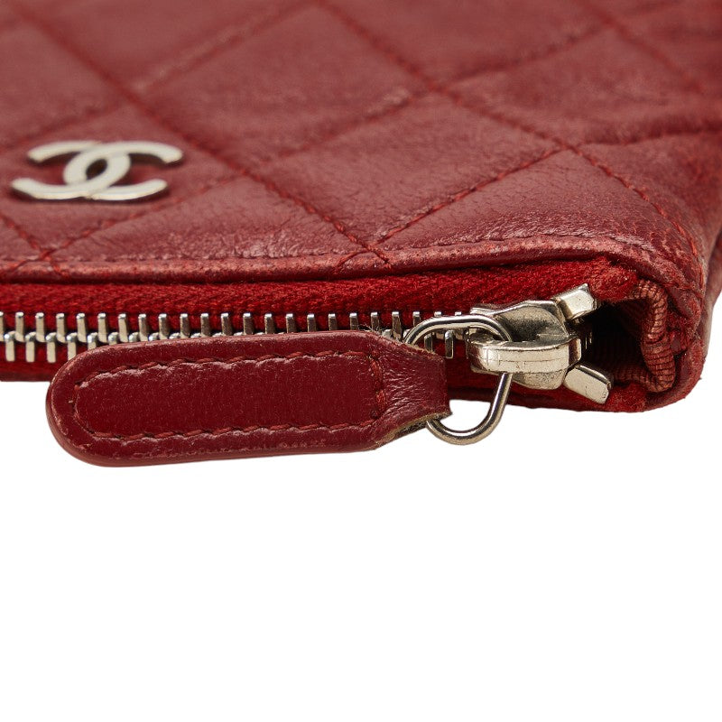 Chanel Lambskin Coin Case Wine Red in Very Good Condition